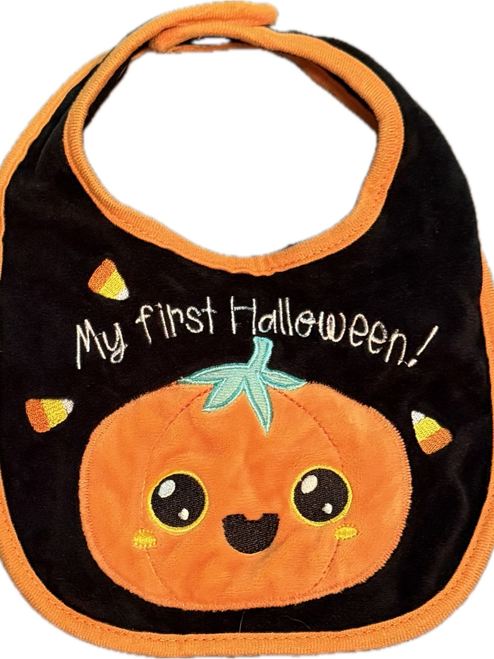 My First Halloween Pumpkin Baby Bib - Orange and Black